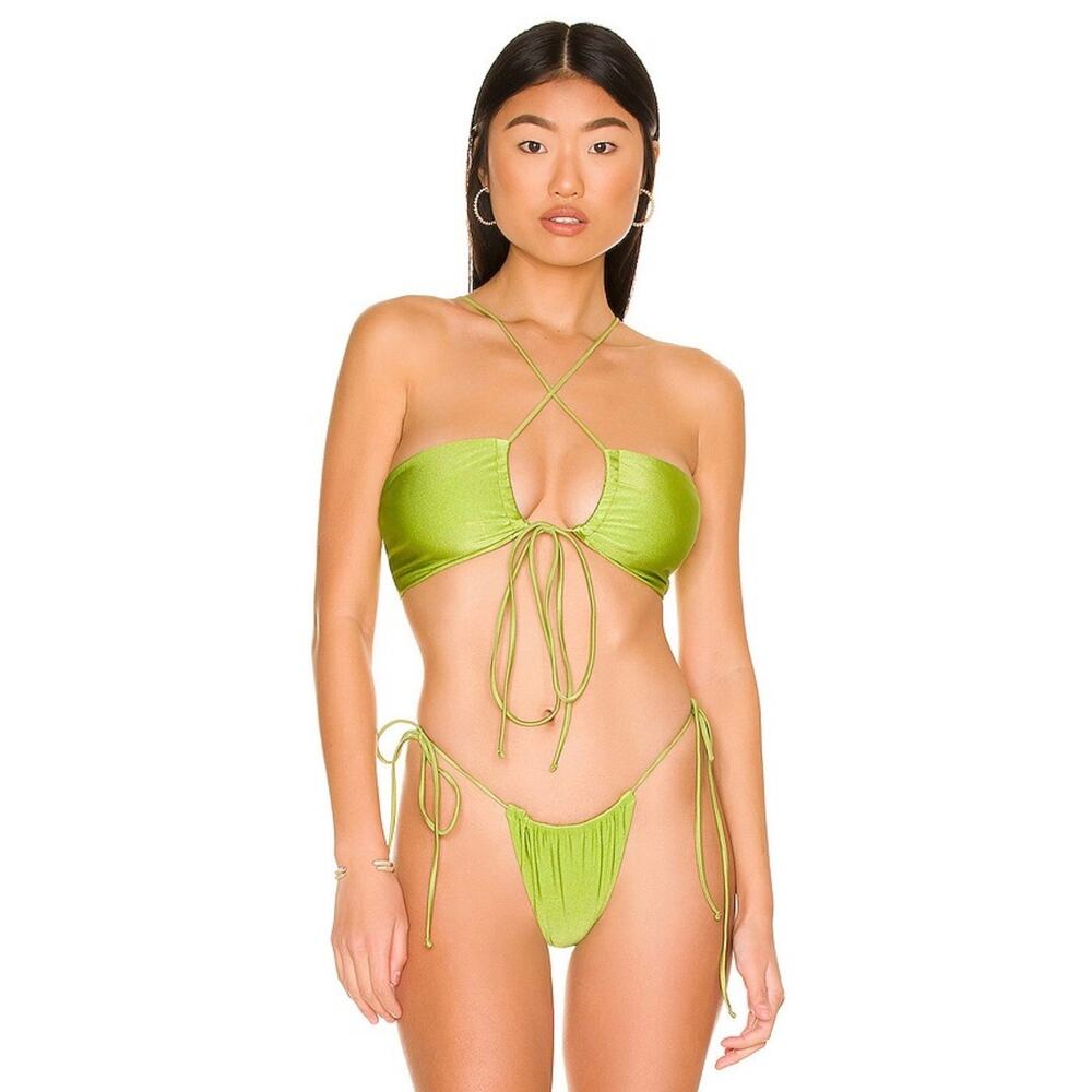 Betty Jade Highlighter Green Livi Bikini Top and Lana Bottom set L